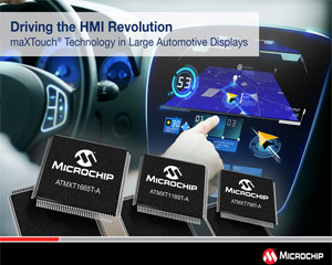 마이크로칩, 대형 화면 탑재 차량용 HMI 설계를 위한 새로운 maXTouch® 터치스크린 컨트롤러 제품군 출시